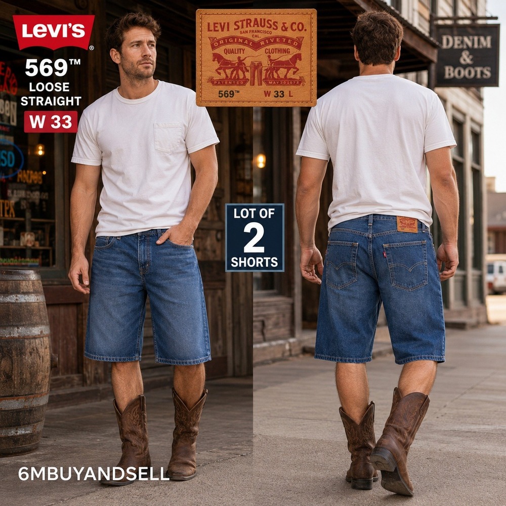 Levi 569 Mens Loose Straight Denim Shorts‎ W33 Blue Jean 35569-0174 Medium Lot 2